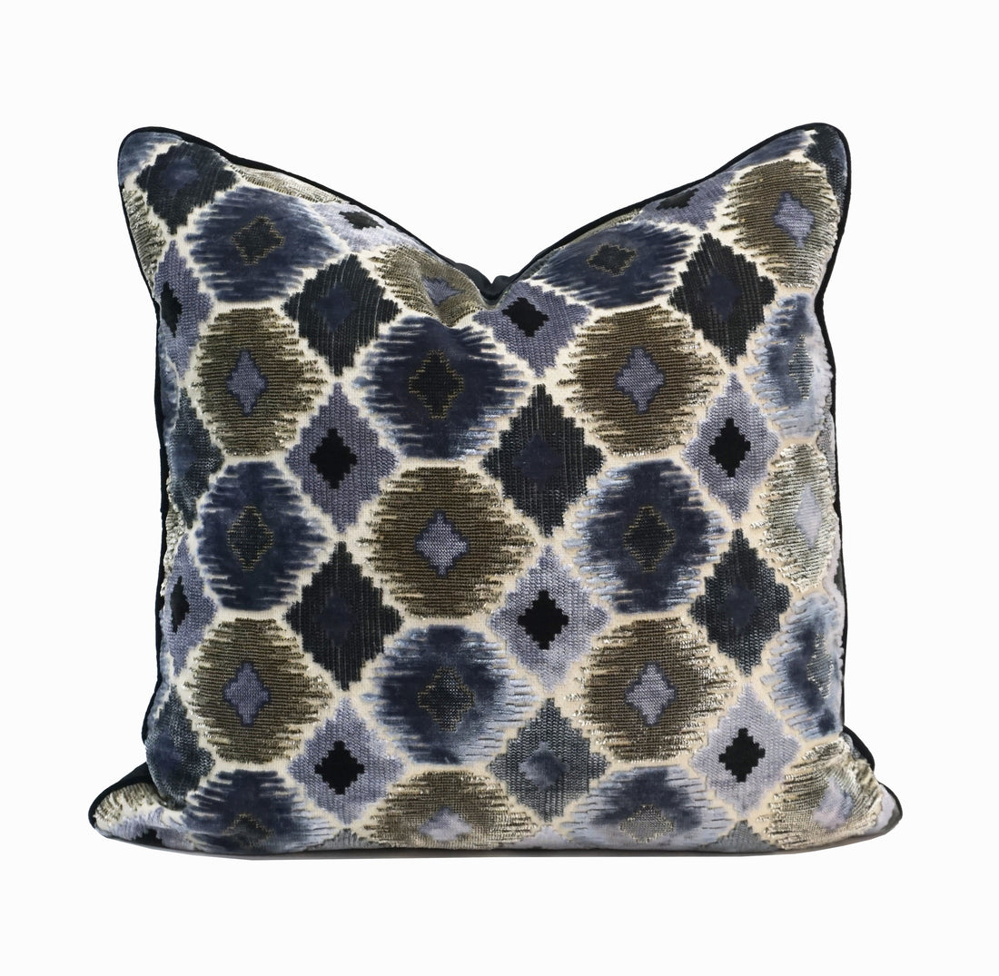 Ikat Cut Velvet Throw Pillow Cover | Multi | 20" x 20"