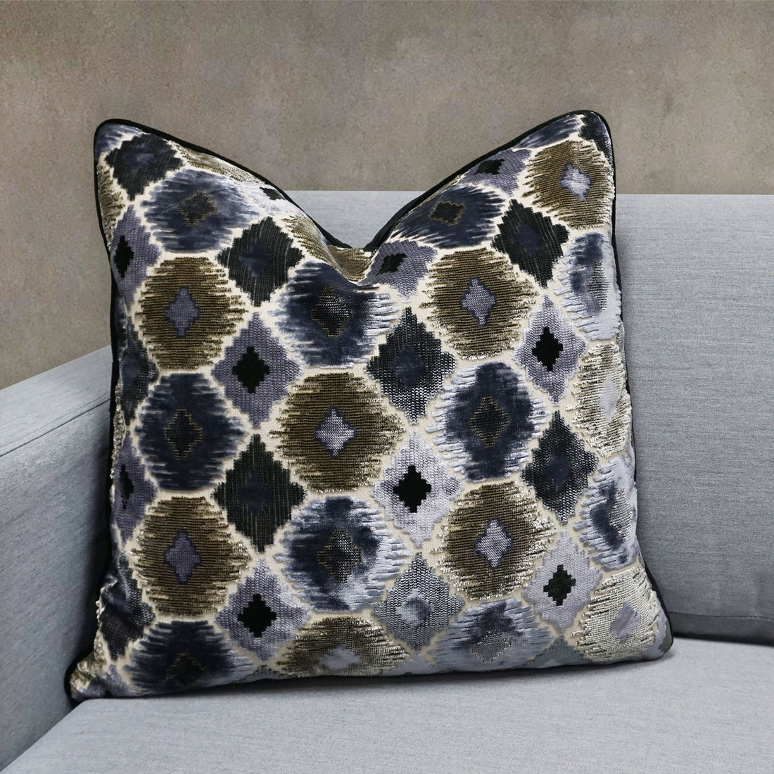 Ikat Cut Velvet Throw Pillow Cover | Multi | 20" x 20"