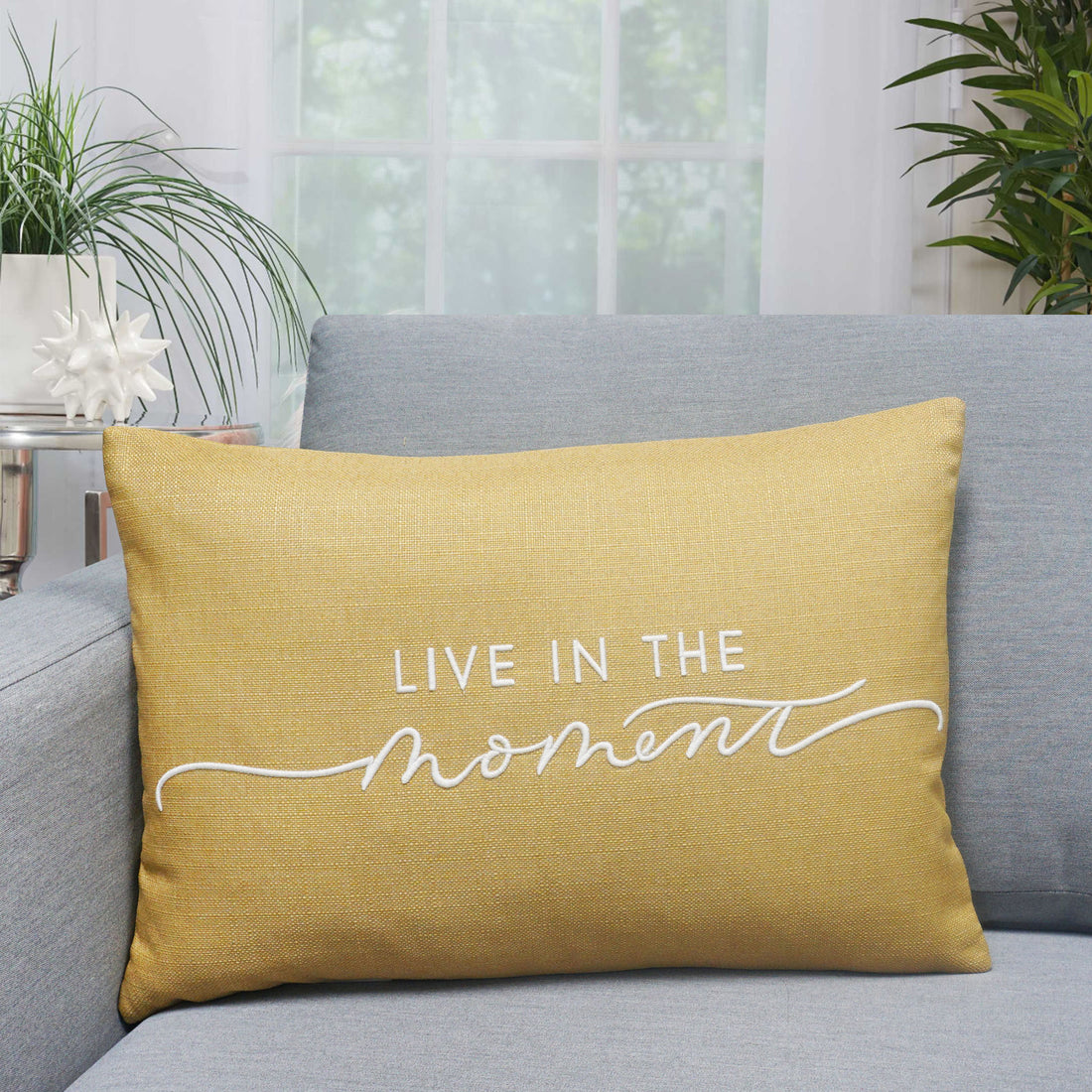Live in the Moment Throw Pillow Cover | Rattan | 14" x 20"