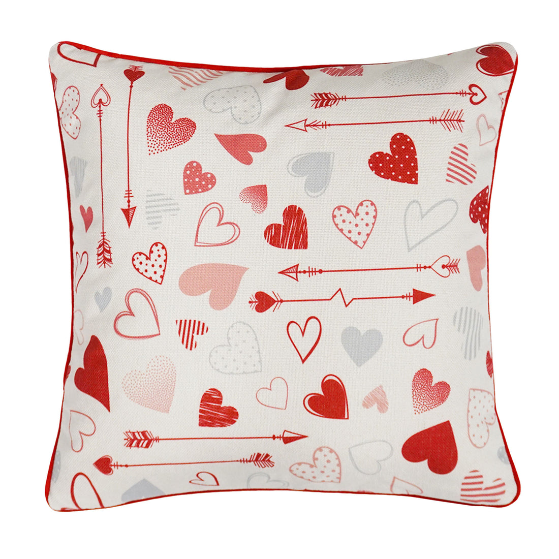 Love/Heart Applique Throw Pillow Cover | Natural | 18" x 18"