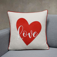Love/Heart Applique Throw Pillow Cover | Natural | 18" x 18"
