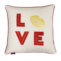 Love/Lips Applique Throw Pillow Cover | Natural | 20" x 20"