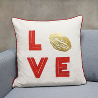 Love/Lips Applique Throw Pillow Cover | Natural | 20" x 20"
