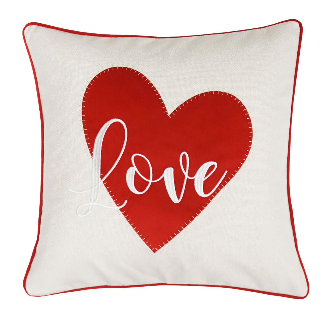 Love/Heart Applique Throw Pillow Cover | Natural | 18" x 18"