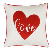 Love/Heart Applique Throw Pillow Cover | Natural | 18" x 18"