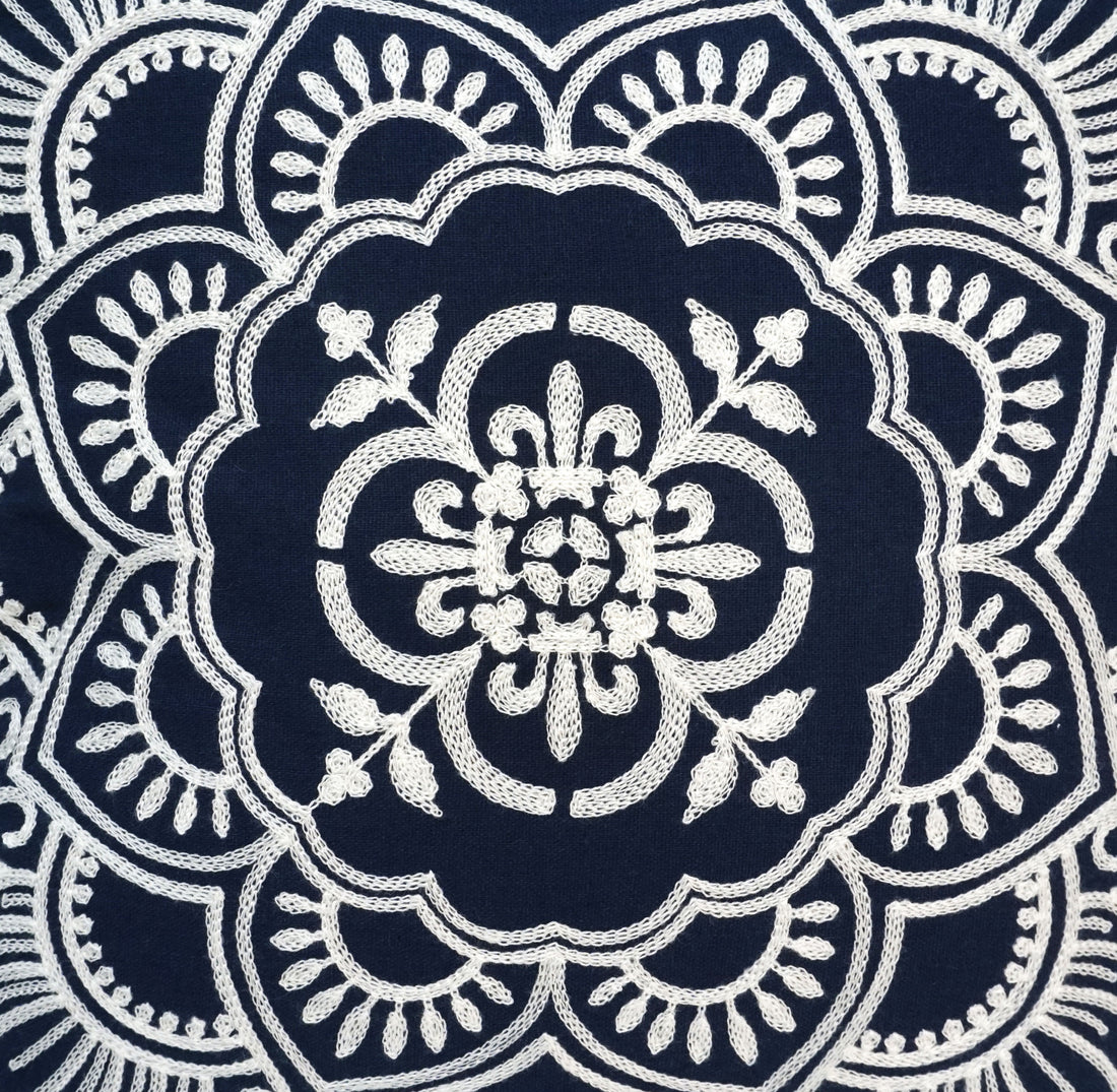 Padma Embroidery Throw Pillow Cover | 20" x 20"