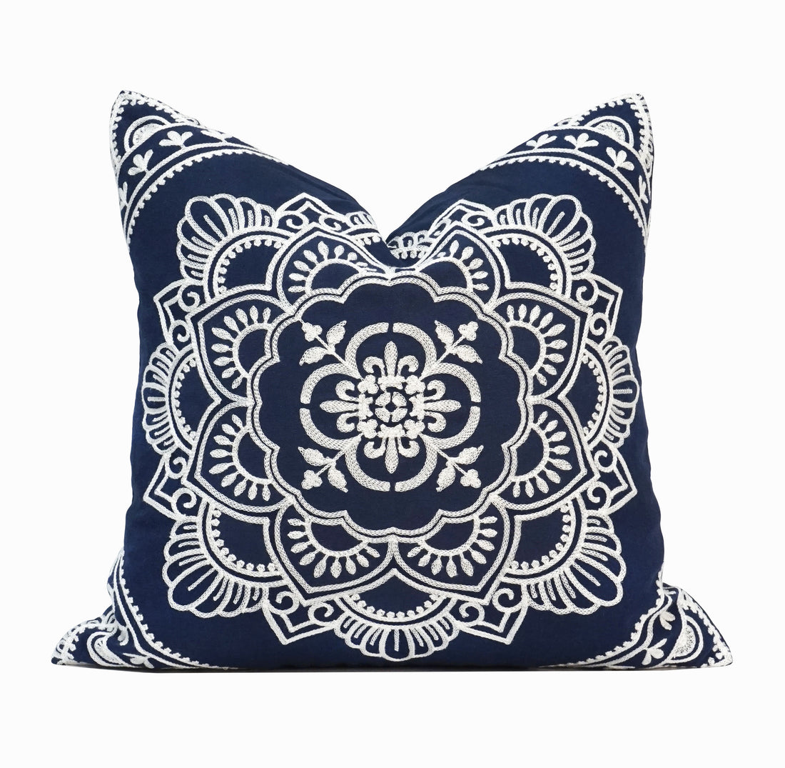 Padma Embroidery Throw Pillow Cover | 20" x 20"