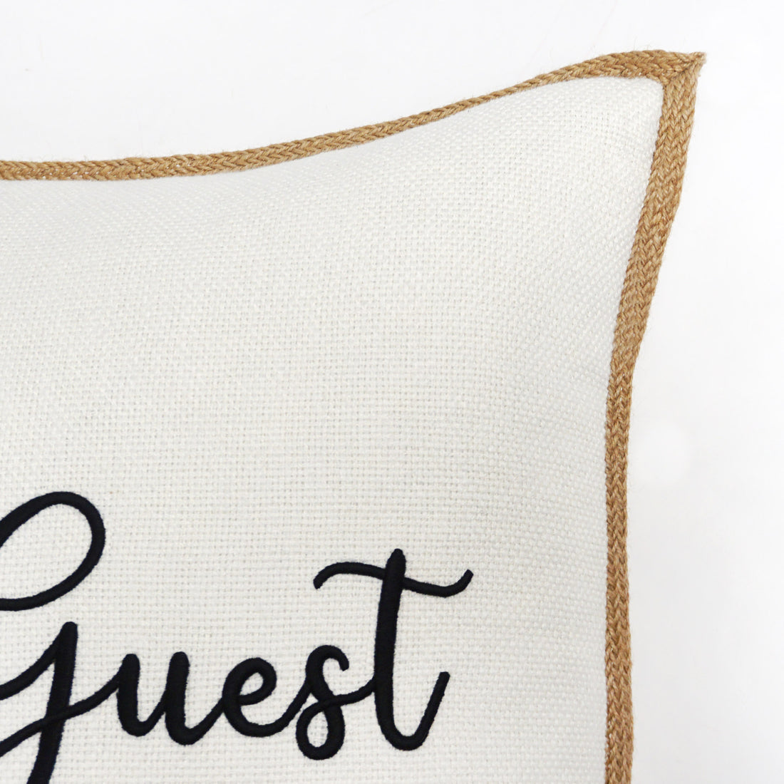 Be Our Guest Throw Pillow Cover | Ivory/Black | 20" x 20"