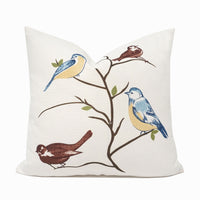 Printed Birds Throw Pillow Cover | Multi | 20" x 20"