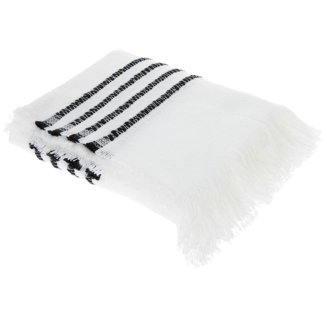 Striped Throw Blanket | White/Black | 50" x 60"