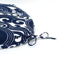 Set of 2 Blue Carp Indoor/Outdoor Seat Cushions With Ties | Navy | 16"x17"X2"
