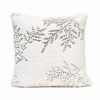 Branch/Leaves Throw Pillow Cover | White/Gray | 20" x 20"