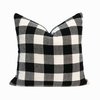 Chenille Buffalo Check Throw Pillow Cover | Black/White | 20" x 20"