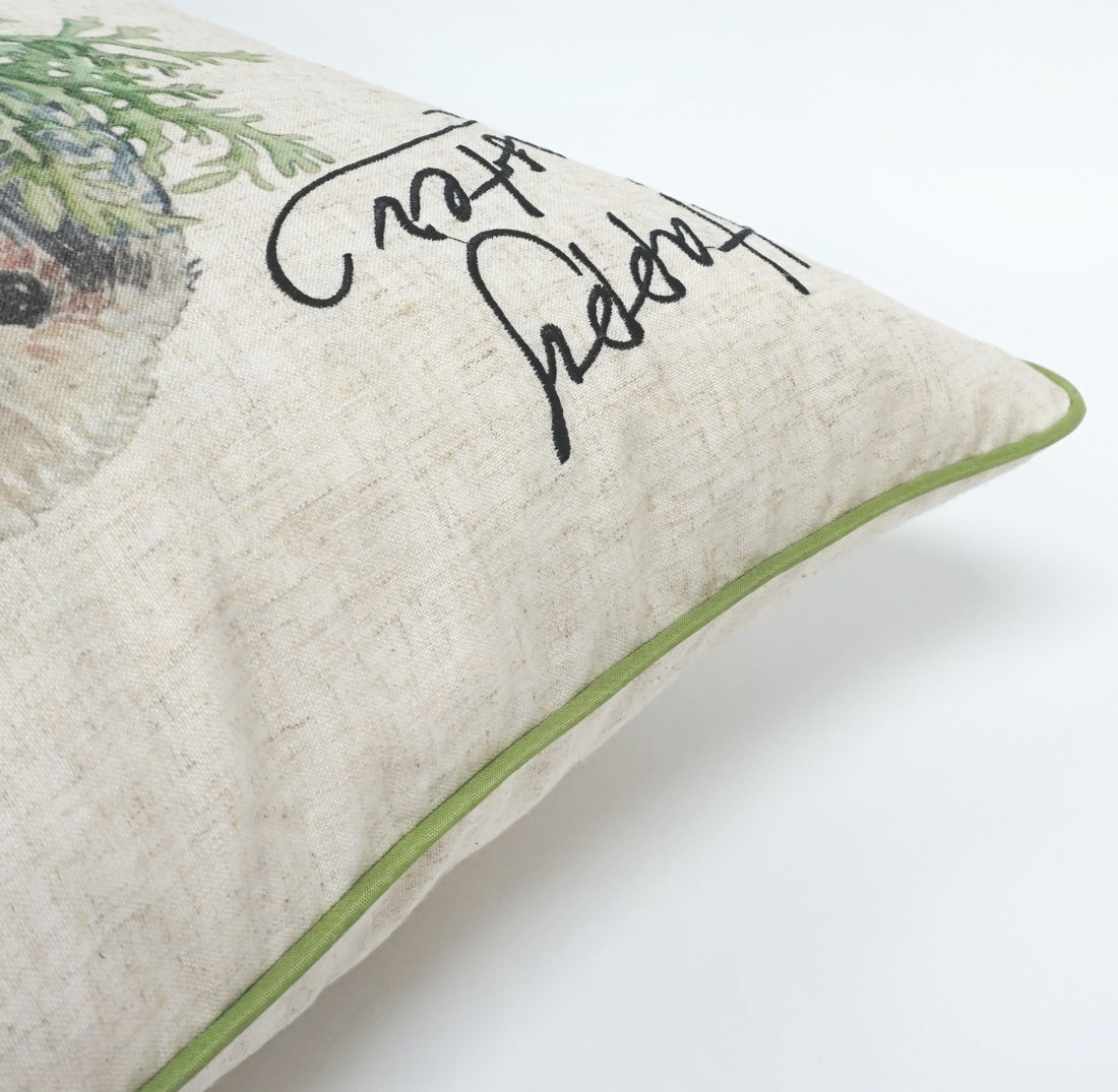 Easter Bunny Carrot Print Throw Pillow Cover | Natural | 20" x 20"