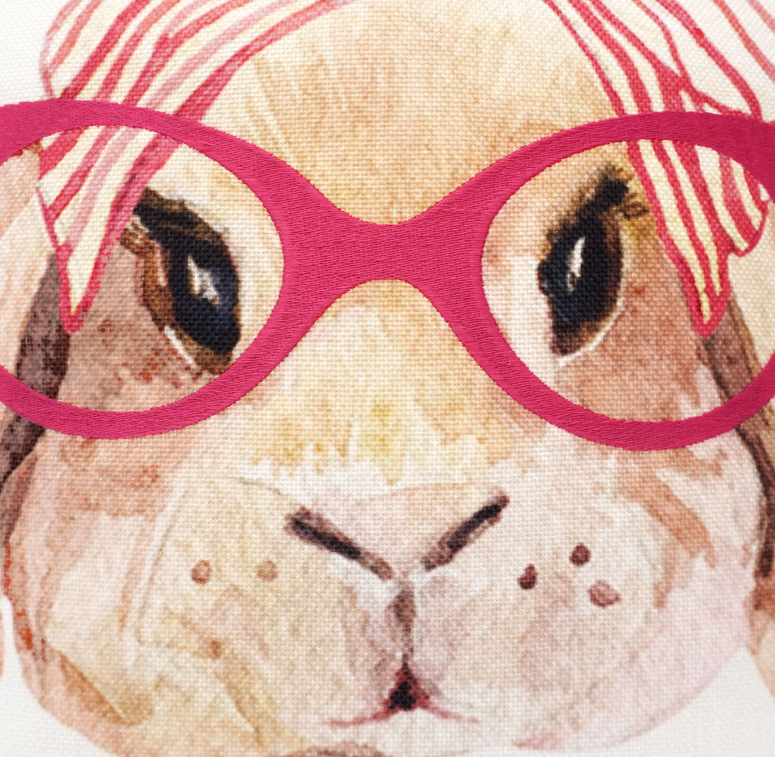Easter Bunny Glasses Throw Pillow Cover | Pink | 20" x 20"