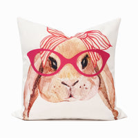 Easter Bunny Glasses Throw Pillow Cover | Pink | 20" x 20"