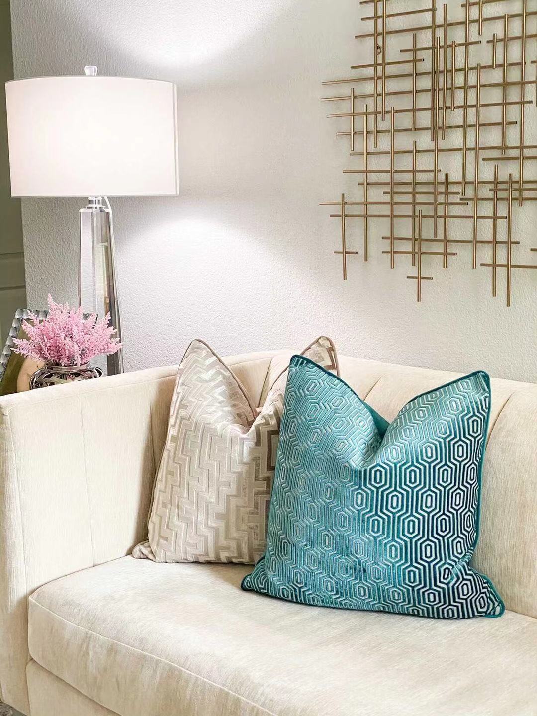 Porter Cut Velvet Throw Pillow Cover | Peacock | 20" x 20"