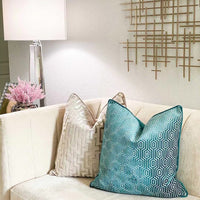 Porter Cut Velvet Throw Pillow Cover | Peacock | 20" x 20"