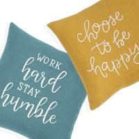 Work Hard Stay Humble Throw Pillow Cover | Spa | 20" x 20"