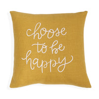 Choose To Be Happy Throw Pillow Cover | Yellow | 20" x 20"