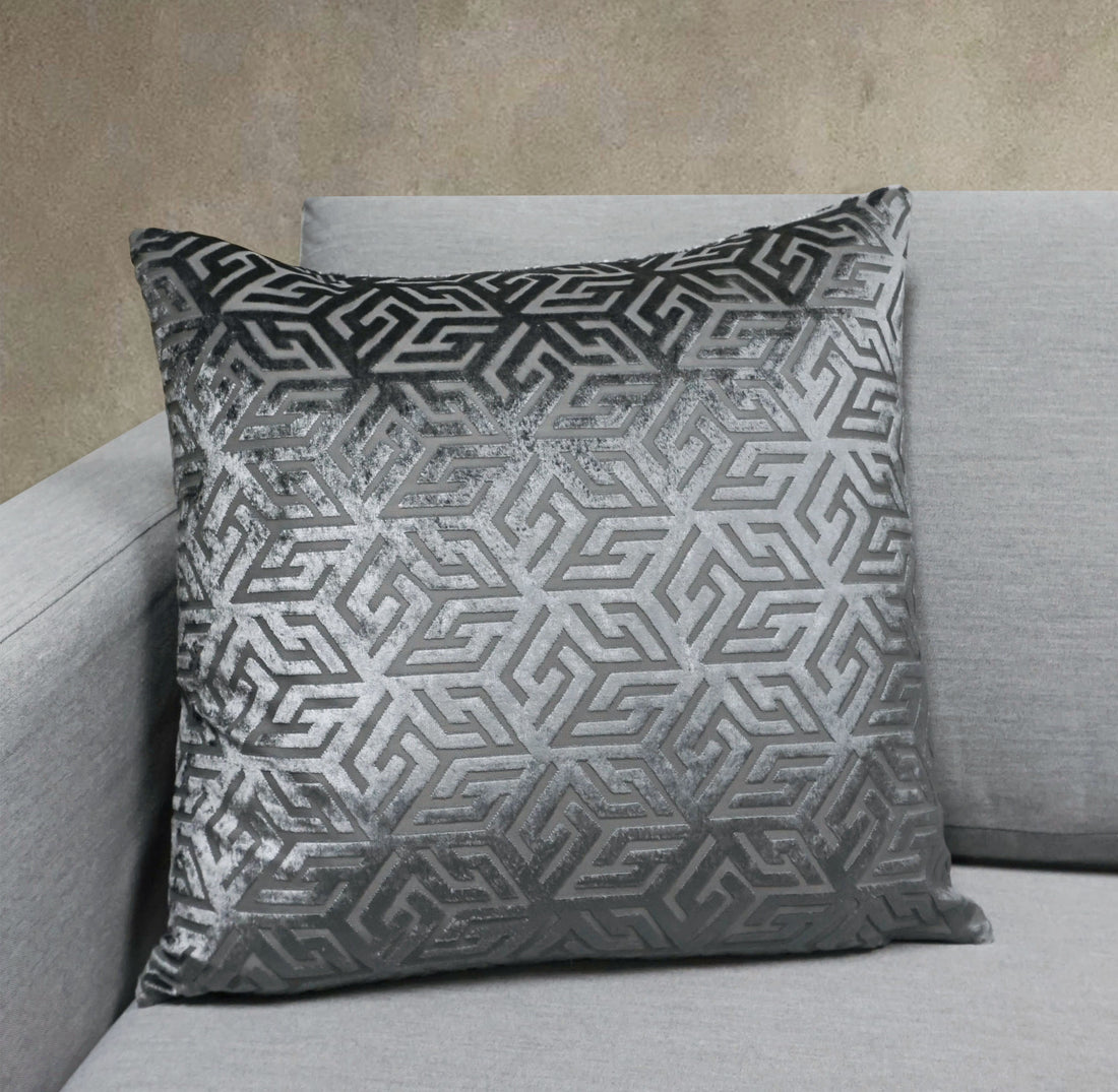 Geometric Burn Out Velvet Throw Pillow | 18" x 18"