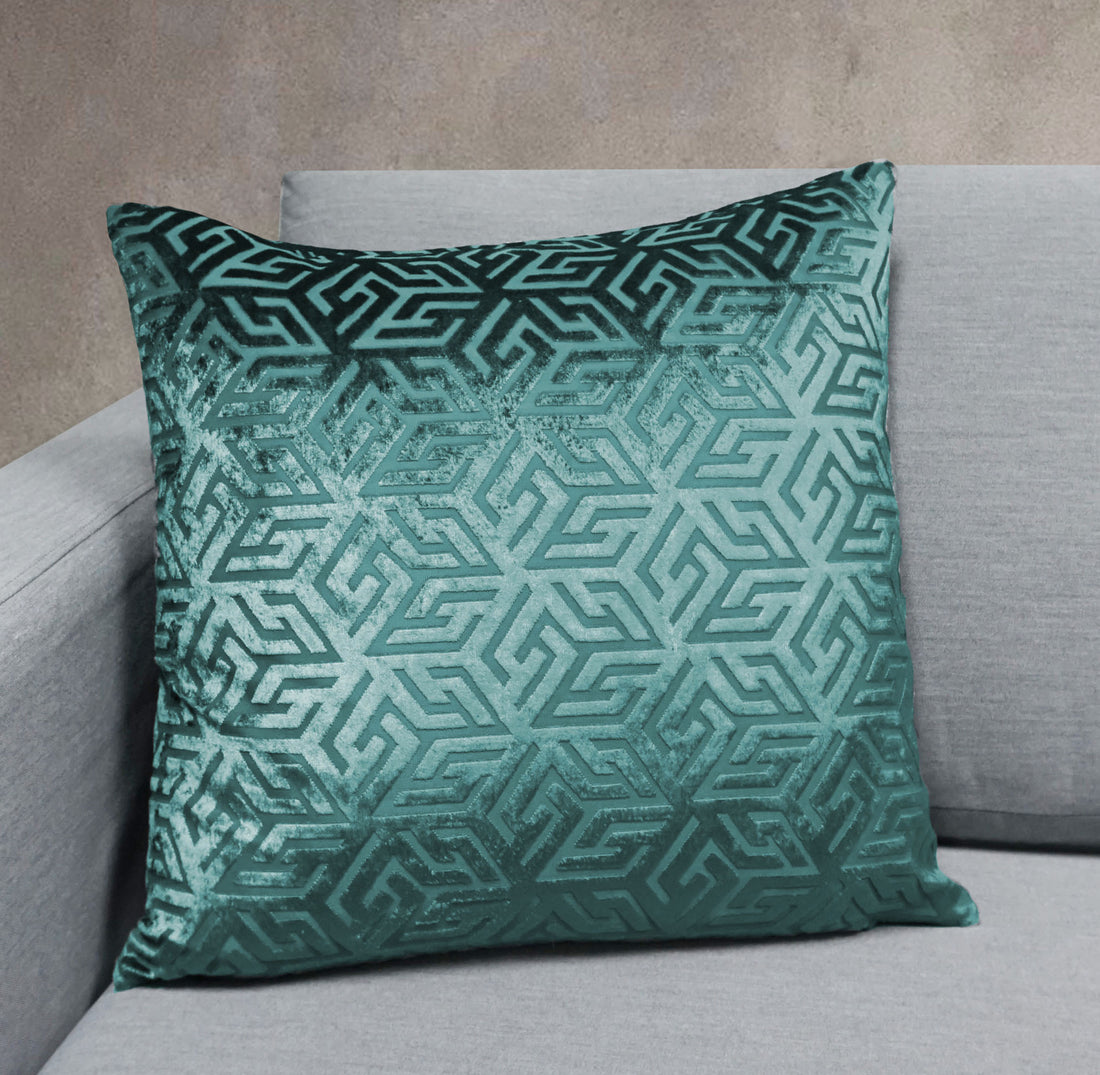 Geometric Burn Out Velvet Throw Pillow | 18" x 18"