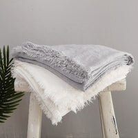 Solid Fringe Throw Blanket | Silver | 50" x 60"