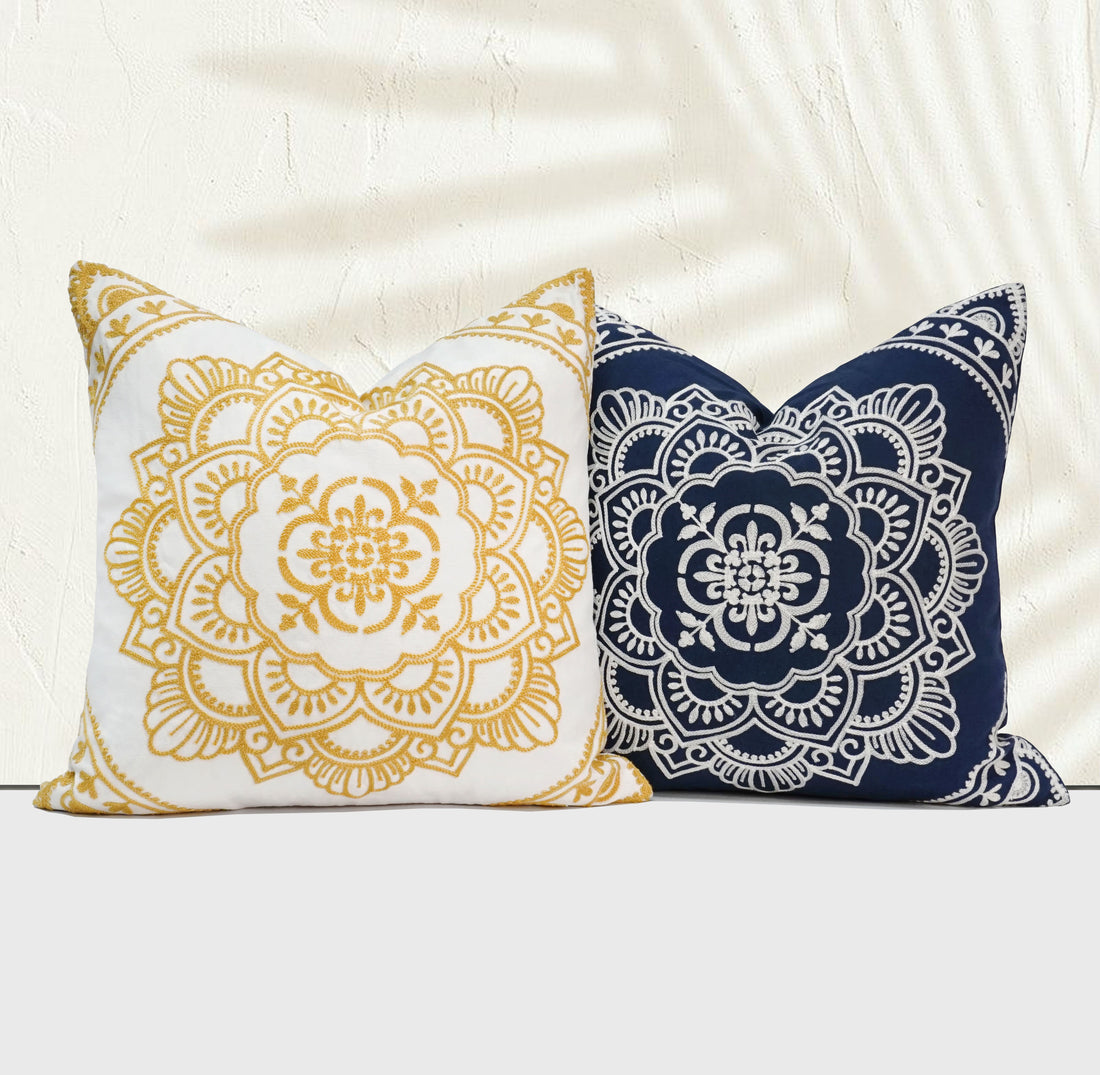 Padma Embroidery Throw Pillow Cover | 20" x 20"