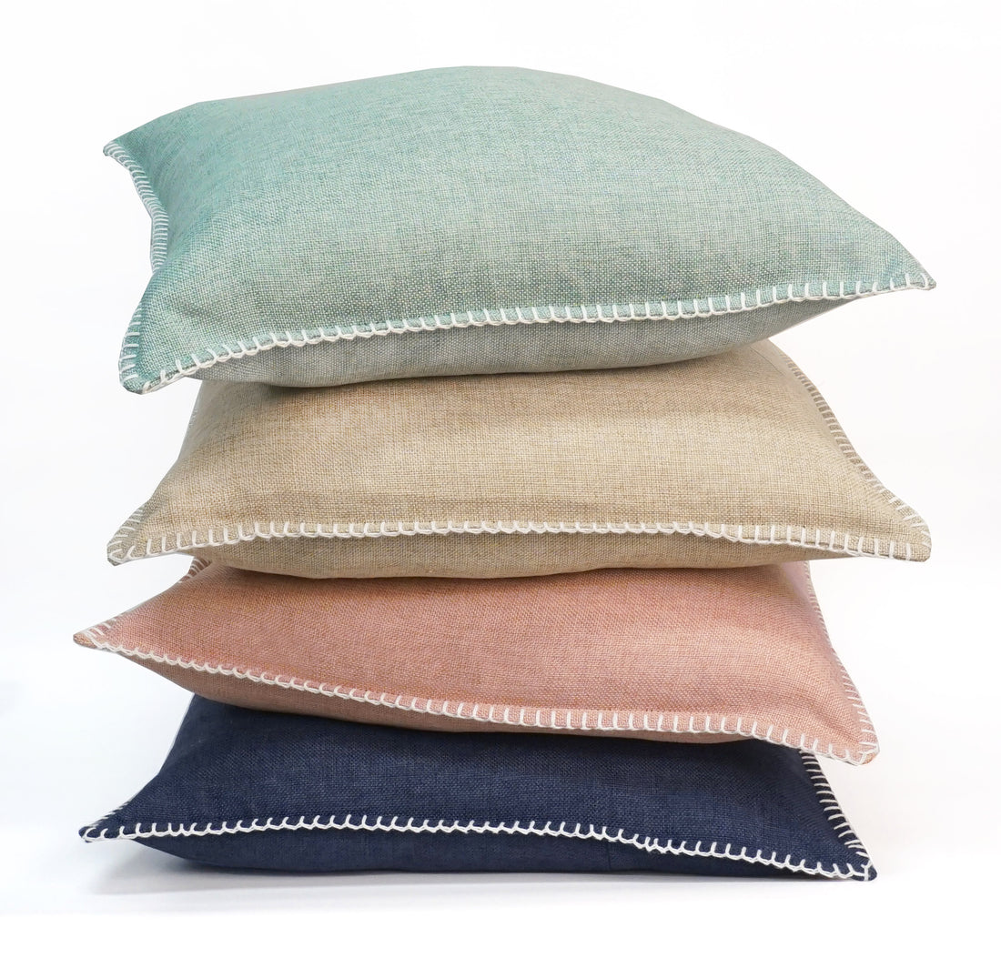 Set of 2 Linen Whip Stitch Throw Pillow | 20" x 20"