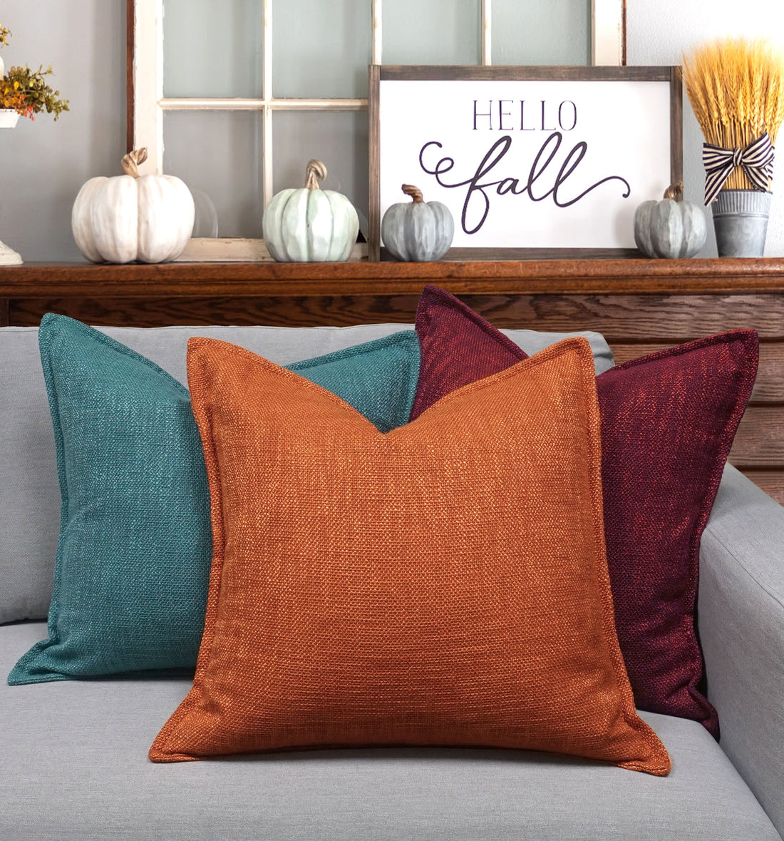 Set of 2 Basely Linen Look Throw Pillow Cover | 20" x 20"