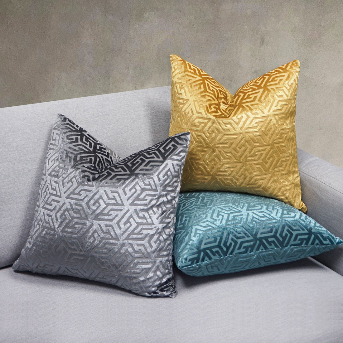 Geometric Burn Out Velvet Throw Pillow | 18" x 18"