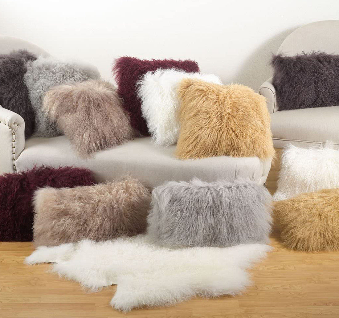 Mongolian Fur Throw Pillow | 16" x 16"