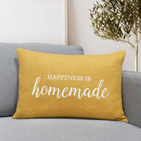 Happiness is Homemade Throw Pillow Cover | Yellow | 14" x 20"