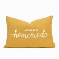 Happiness is Homemade Throw Pillow Cover | Yellow | 14" x 20"