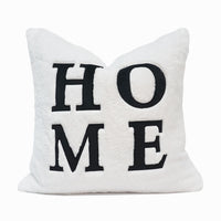 Home Applique Faux Fur Throw Pillow Cover | 20" x 20"
