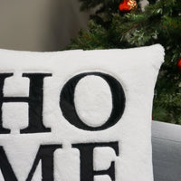 Home Applique Faux Fur Throw Pillow Cover | 20" x 20"