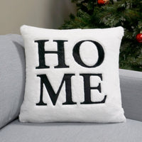 Home Applique Faux Fur Throw Pillow Cover | 20" x 20"