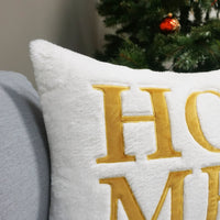 Home Applique Faux Fur Throw Pillow Cover | 20" x 20"