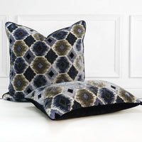 Ikat Lumbar Cut Velvet Throw Pillow Cover | Multi | 12" x 20"