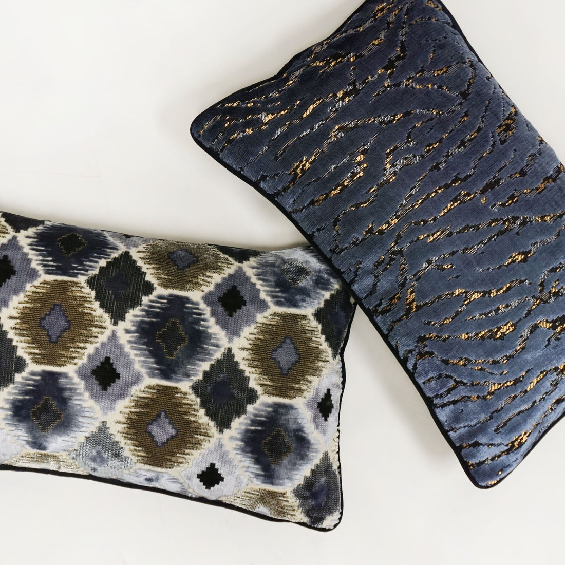 Ikat Lumbar Cut Velvet Throw Pillow Cover | Multi | 12" x 20"