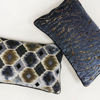 Ikat Lumbar Cut Velvet Throw Pillow Cover | Multi | 12" x 20"