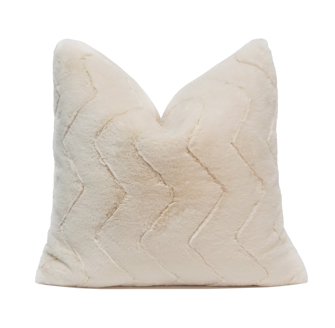 Jessie Chevron Faux Fur Throw Pillow Cover | 20" x 20"