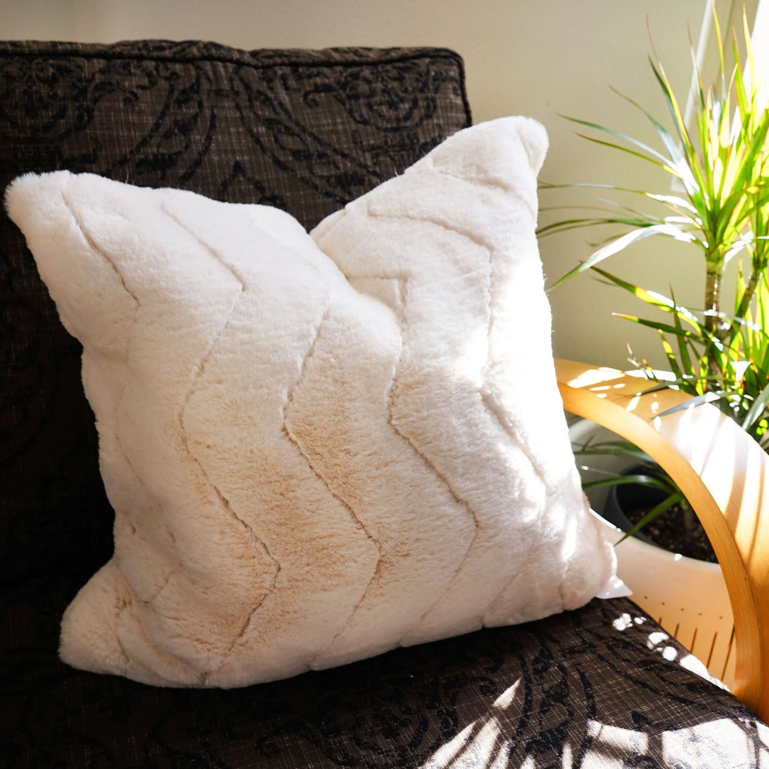 Jessie Chevron Faux Fur Throw Pillow Cover | 20" x 20"