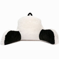Panda Faux Fur Bed Reading Memory Foam Pillow | Backrest Support Soft Cushion with Arms Medium