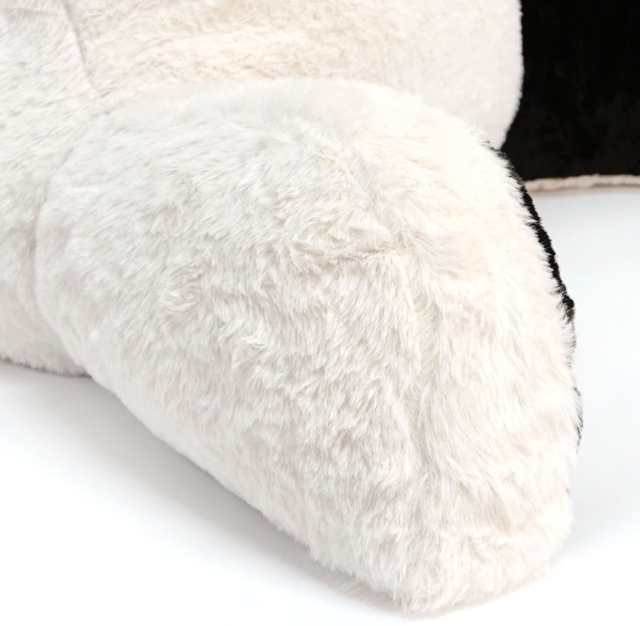 Panda Faux Fur Bed Reading Memory Foam Pillow | Backrest Support Soft Cushion with Arms Medium