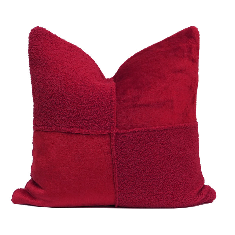 Viola Teddy Patchwork Throw Pillow Cover  | 20" x 20" | 22" x 22"