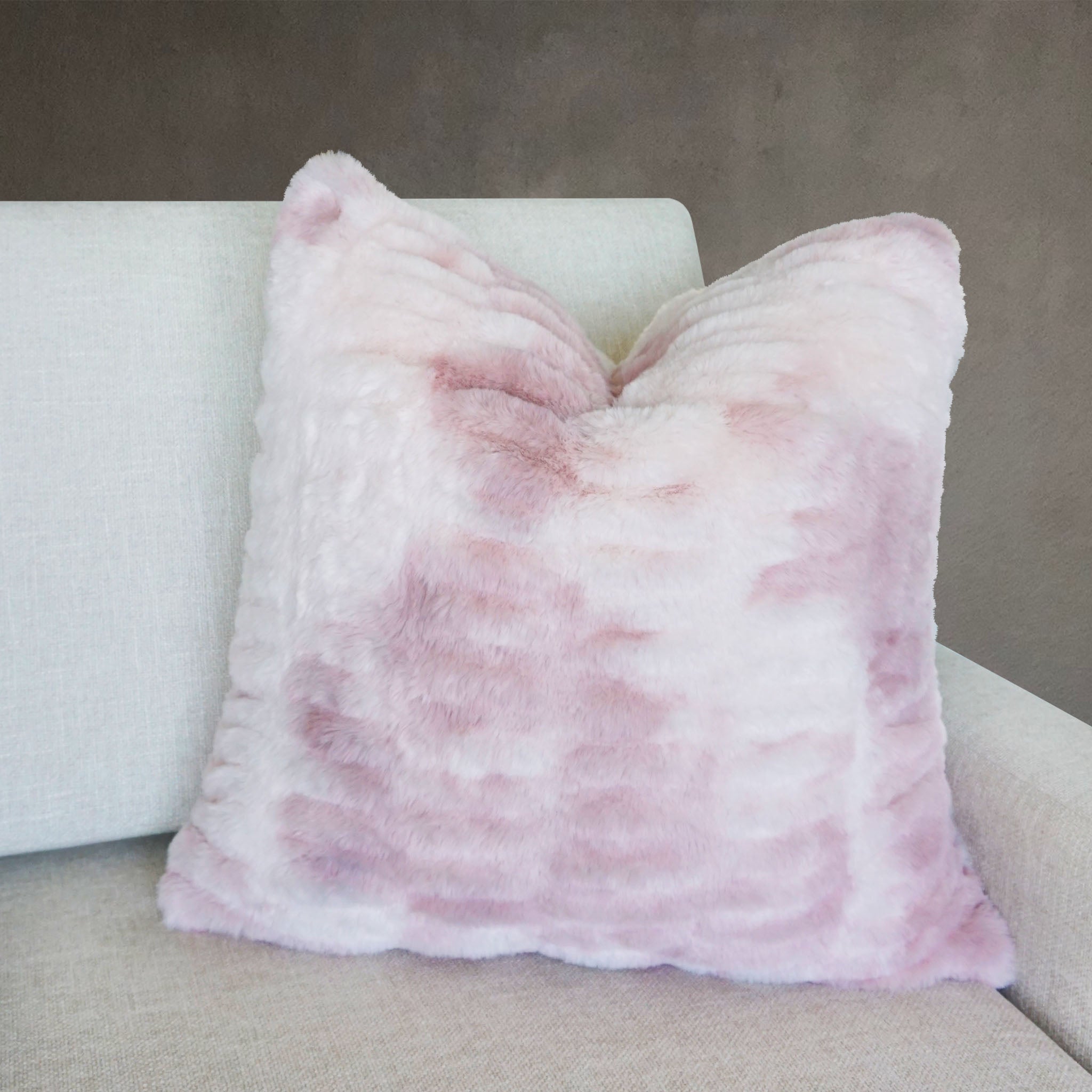 Blush faux fur online pillow