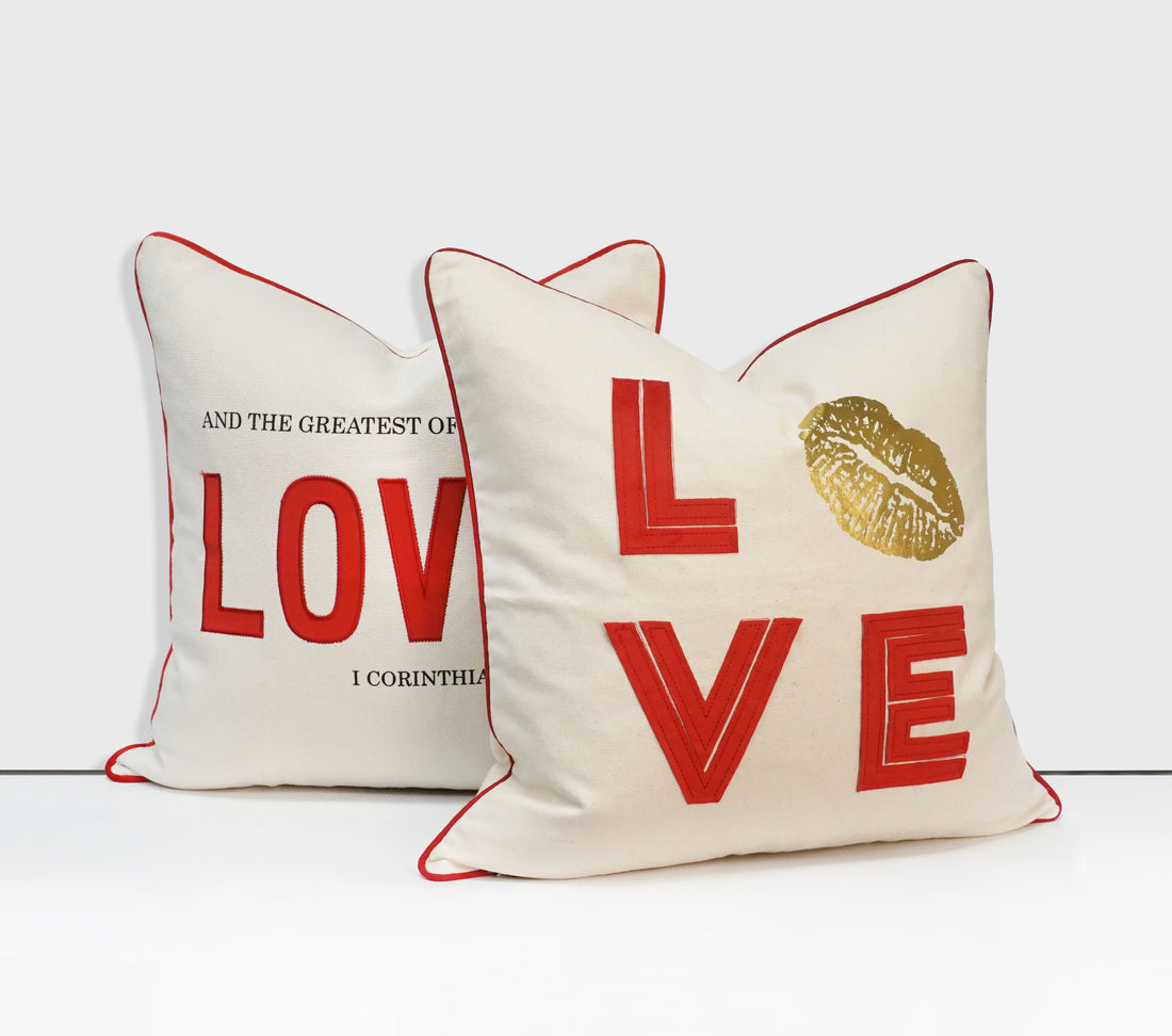 Love Applique Throw Pillow Cover | Natural | 20" x 20"