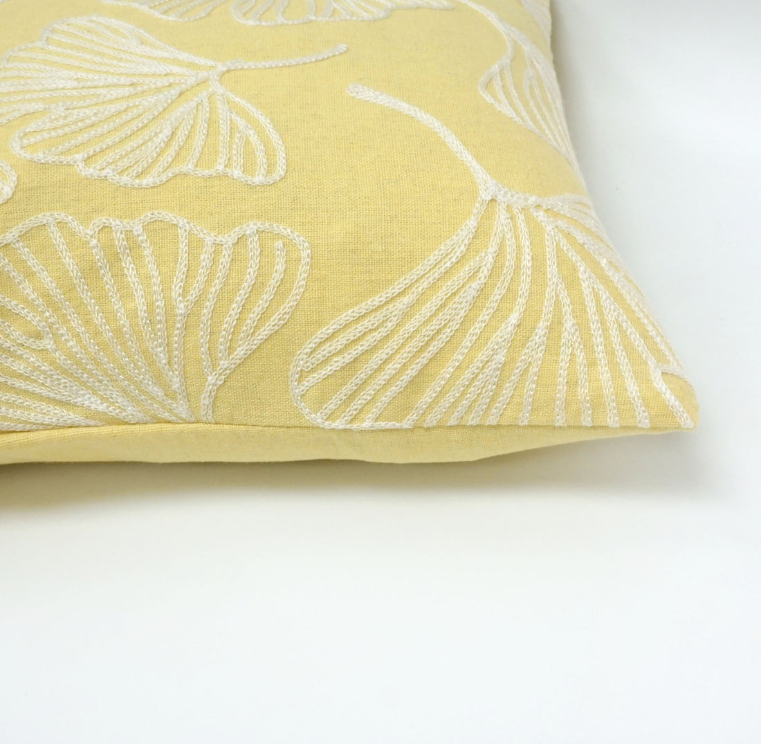 Lily Pad Embroidery Throw Pillow Cover | 14" x 20"