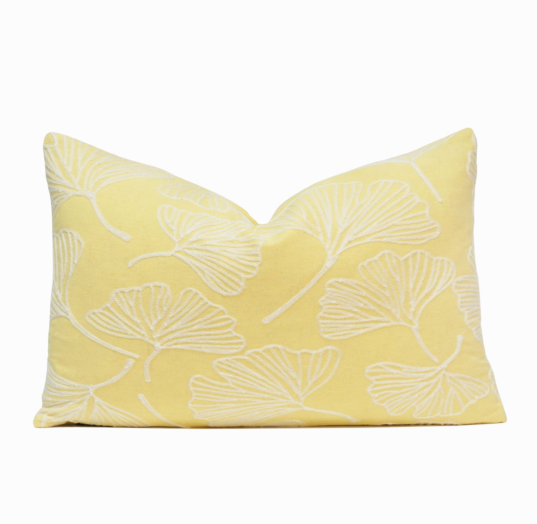 Lily Pad Embroidery Throw Pillow Cover | 14" x 20"